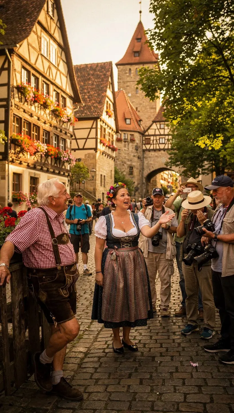 Ein Straßenschild, das auf wichtige deutsche Redewendungen und Begrüßungen hinweist.